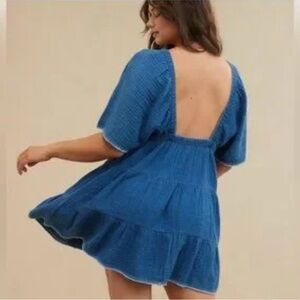 Aerie Pool To Party Flutter Sleeve Mini Dress Open Back Gauzy Women’s Small